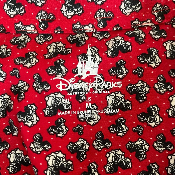 Disney 100% Cotton Blue Rose Minnie Mouse Button Down Shirt Medium Women’s - Picture 9 of 11